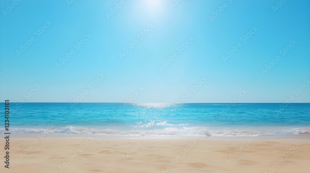 Obraz premium Bright Sunny Day at a Tropical Beach Clear Blue Sky, Calm