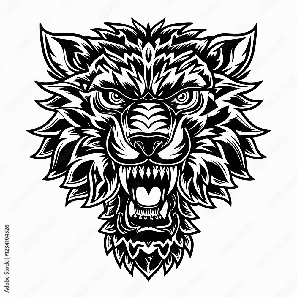 Obraz premium Tribal Wild Bear Head with Fierce Expression and Detailed Fur Design