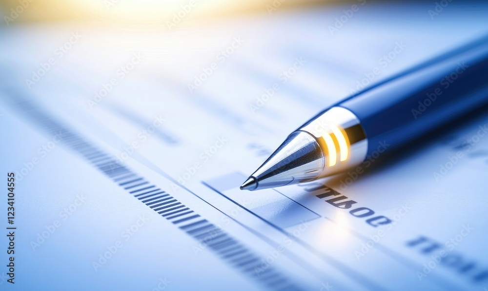 Close-up view of a pen resting on a check, symbolizing financial transactions and professional agreements. Close-up view of a pen resting on a check, symbolizing financial transactions and professional agreements.