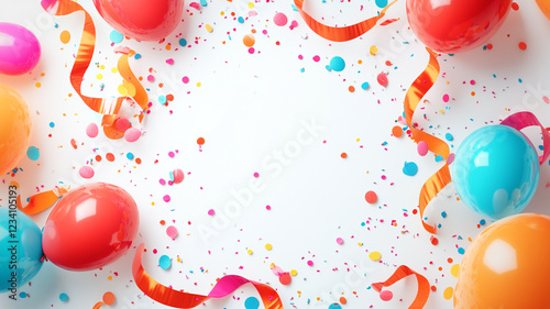 Birthday Celebration Background: A vibrant and festive backdrop for your celebratory messages, featuring colorful balloons, confetti, and streamers in a playful arrangement.  