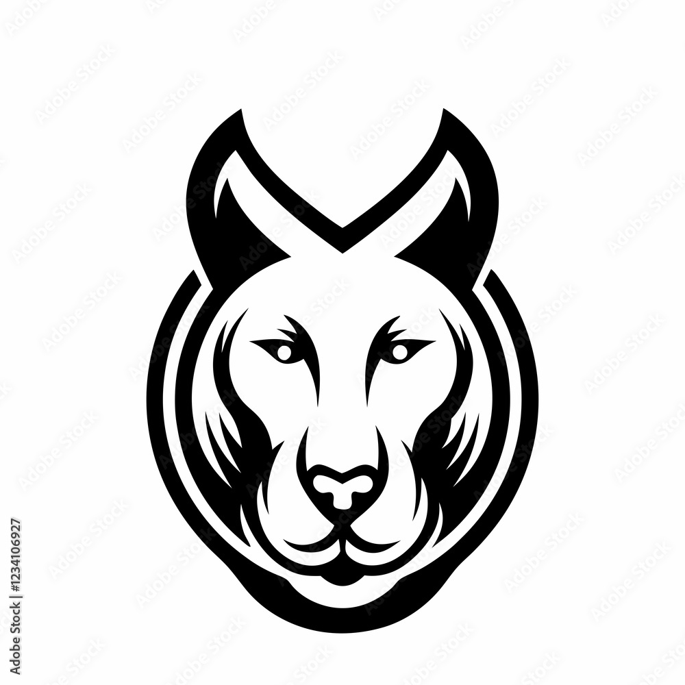 Fototapeta premium Stylized Cougar Face with Bold Lines and Nature-Inspired Design