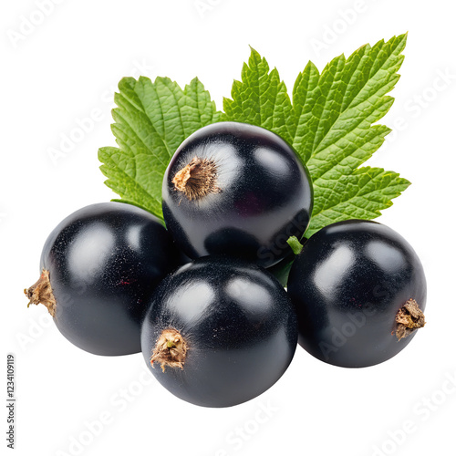 black currant with leaf isolated on white background PNG image