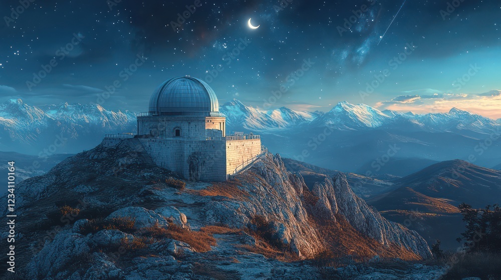 Observatory under the Starlit Sky: A Majestic Mountaintop View Observatory under the Starlit Sky: A Majestic Mountaintop View