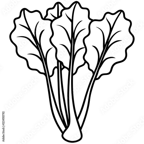 Minimalist Rhubarb Line Art Vector