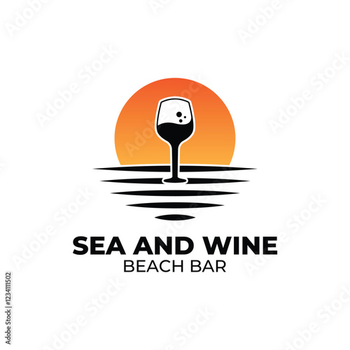 wine and sea logo design concept creative idea for holiday party