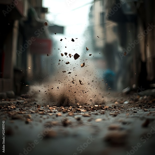 Brown Dust Explosion on City Street