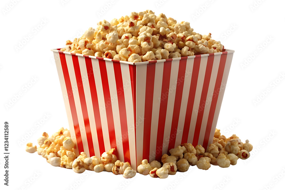 delicious popcorn snack in red and white box on transparent background delicious popcorn snack in red and white box on transparent background
