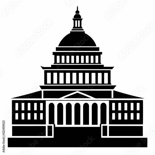 Capitol Building black silhouette vector illustration