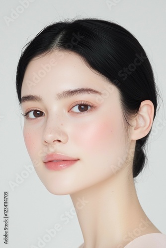 Soft Natural Beauty with Radiant Skin and Minimal Makeup