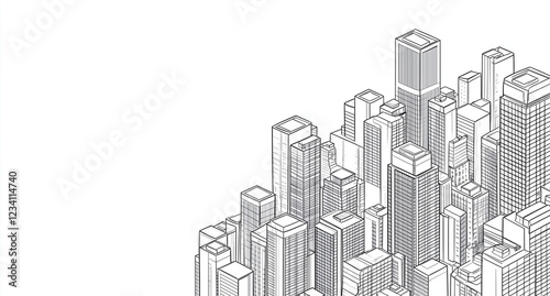 Line drawing of Modern Architecture, Buildings, and Geometric patterns. Background