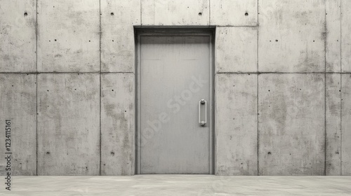 Modern metal door in a concrete wall.