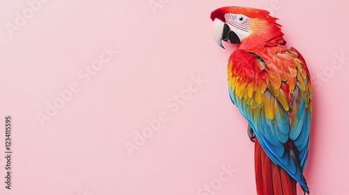 exotically colored parrot on a pink background
