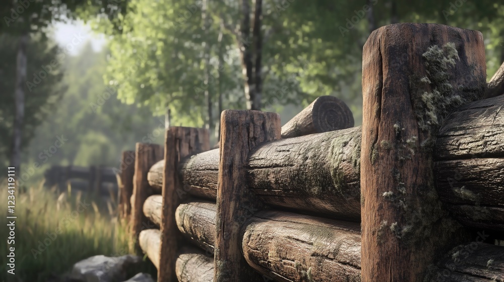 Close-up of a weathered wooden fence, with detailed texture and natural wood tones under sunlight. Close-up of a weathered wooden fence, with detailed texture and natural wood tones under sunlight.