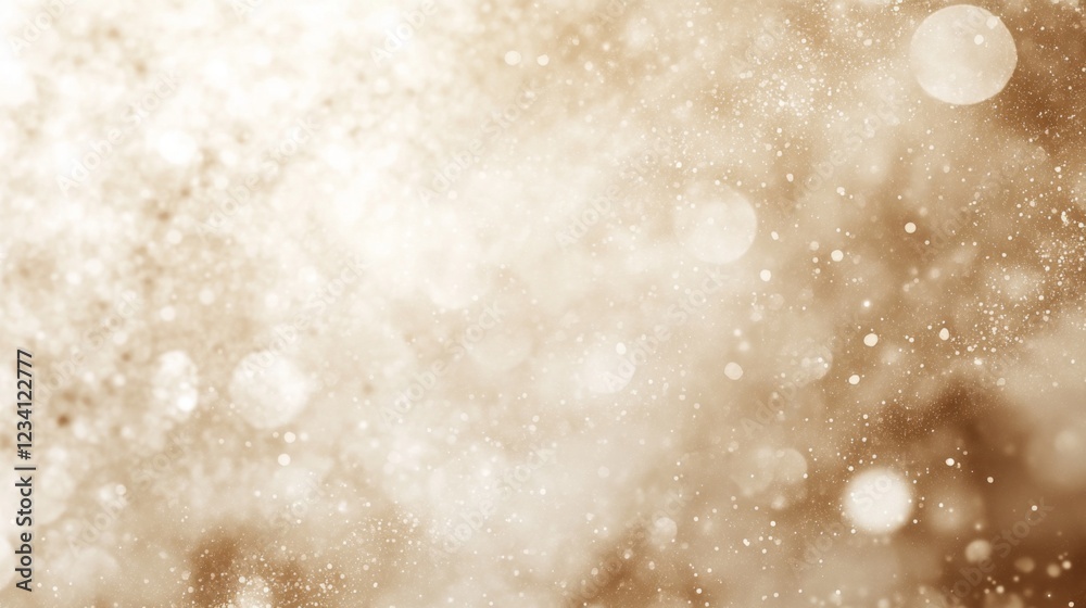Abstract brown bokeh background with light and particles.