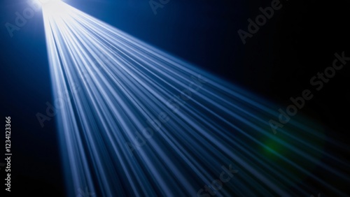 Abstract Blue Light Beam Streaks Across Dark Background