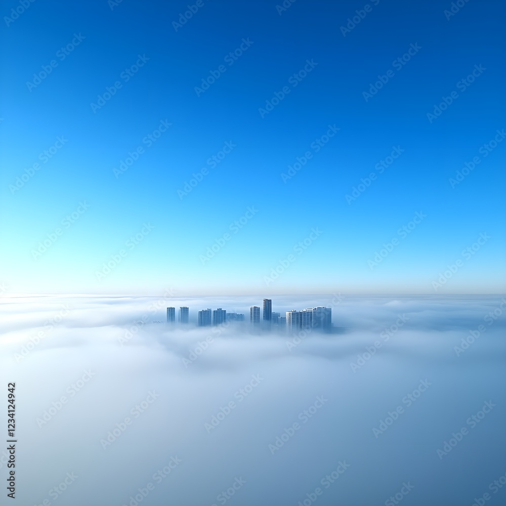 Fototapeta premium Cityscape Emerging from Fog