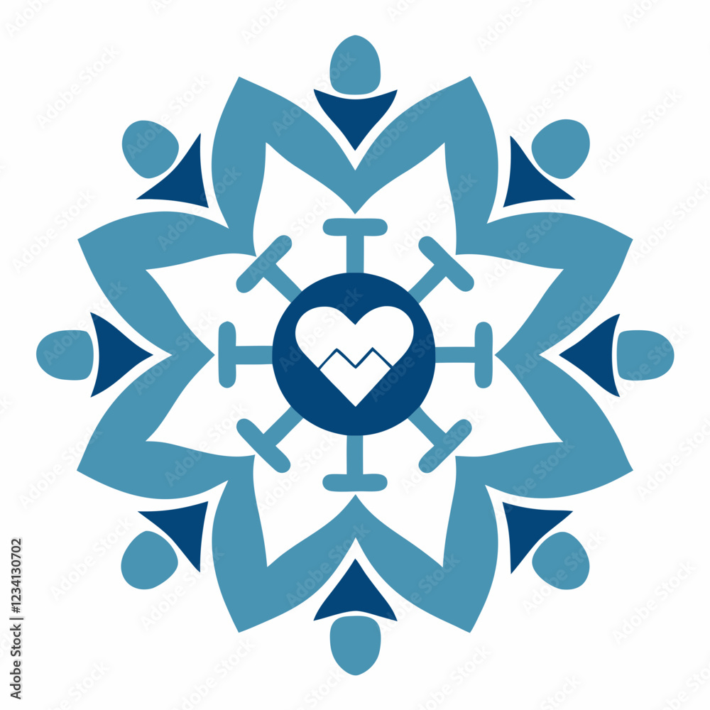 Fitness Mandala: Dumbbells, Yoga Poses & Hearts Design Fitness Mandala: Dumbbells, Yoga Poses & Hearts Design