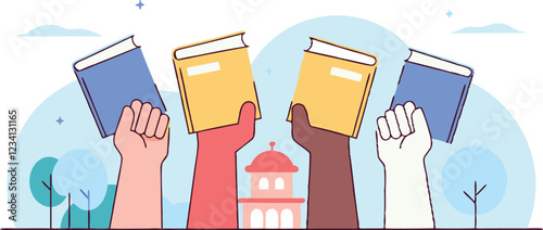 Diverse Hands Holding Books – Back to School, Education, Bookcrossing, and Knowledge Sharing Concept