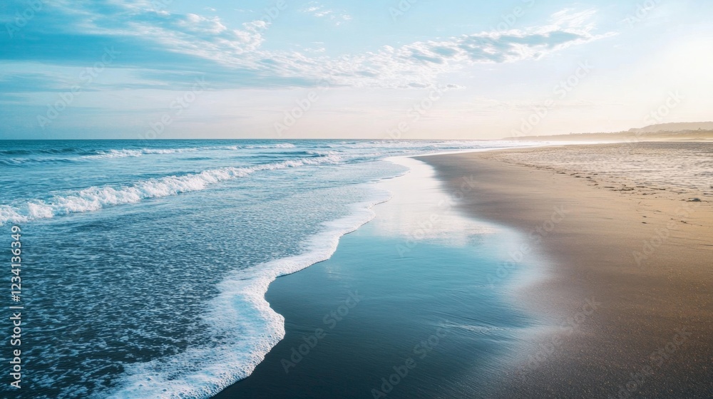 Serene View of Beach with Freshwater Rivers Flowing into Ocean Serene View of Beach with Freshwater Rivers Flowing into Ocean