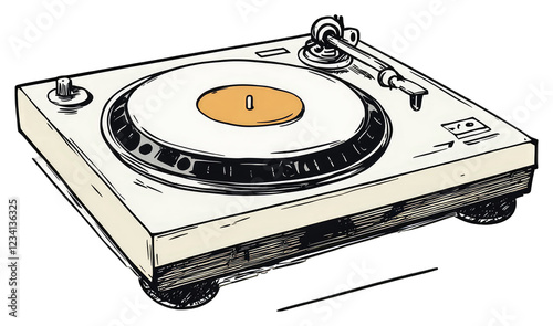 A Vintage Turntable Playing a Vinyl Record photo