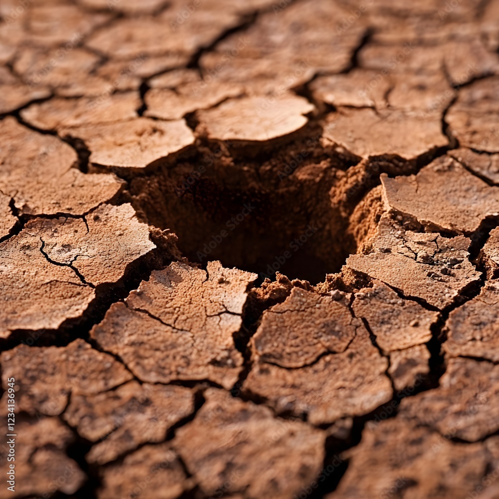 Fototapeta premium Closeup of Cracked Brown Dry Soil