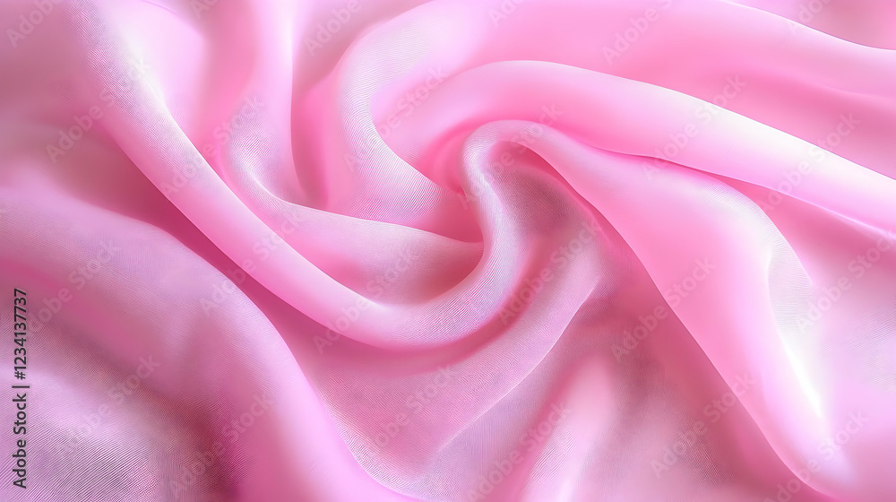 Fototapeta premium Pink silk fabric texture, soft folds, elegant drape, background for design