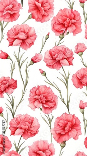 Wallpaper Mural Carnations flower pattern plant inflorescence. Torontodigital.ca