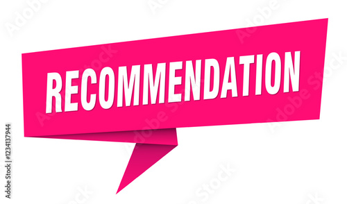 recommendation banner. recommendation speech bubble, label, sticker, sign template