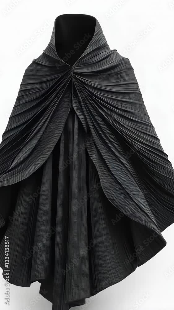 Elegant black cape unveiling with dramatic draping and alluring flow Elegant black cape unveiling with dramatic draping and alluring flow