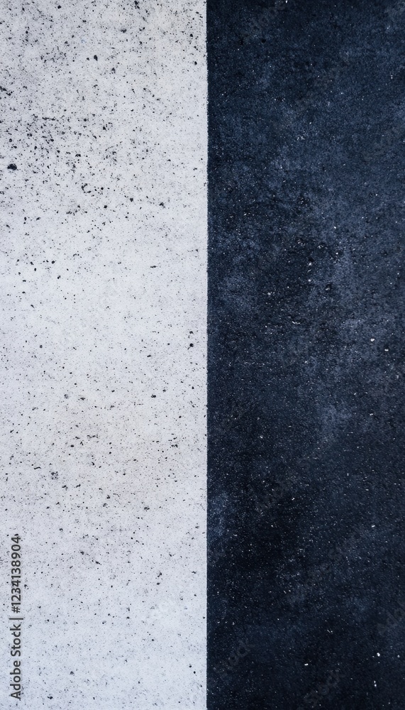 Fototapeta premium A stark contrast: a wall divided in two, one half white, the other dark.