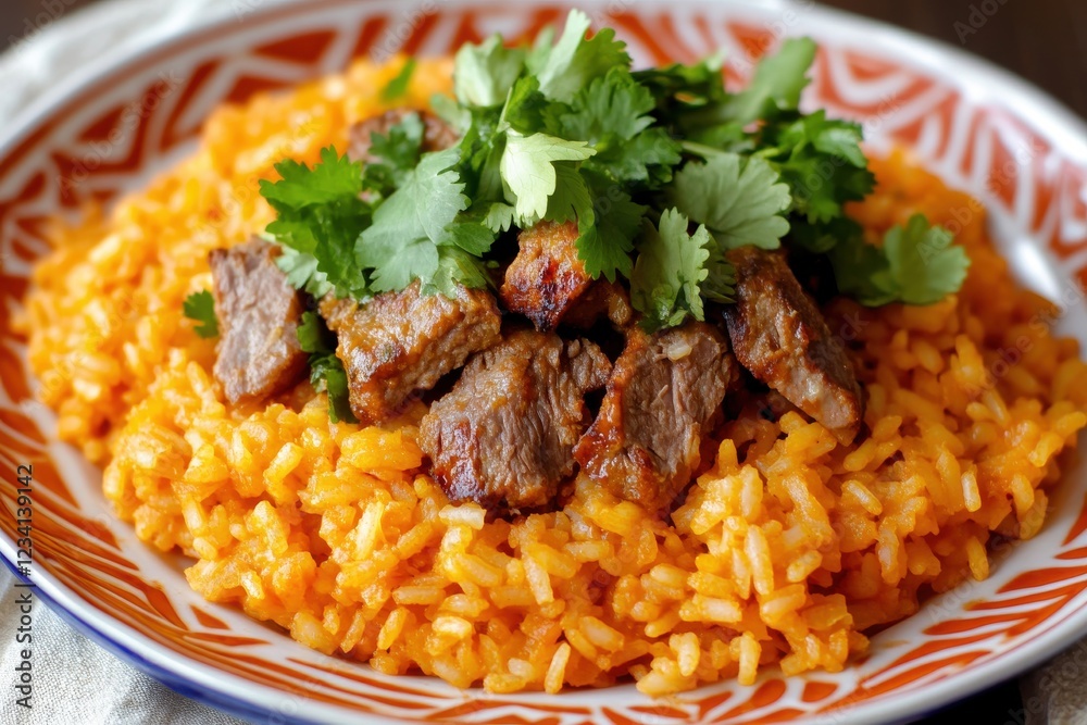 Puerto rican rice with pigeon peas and pork delight, a vibrant culinary treasure celebrating hispanic heritage month Puerto rican rice with pigeon peas and pork delight, a vibrant culinary treasure celebrating hispanic heritage month