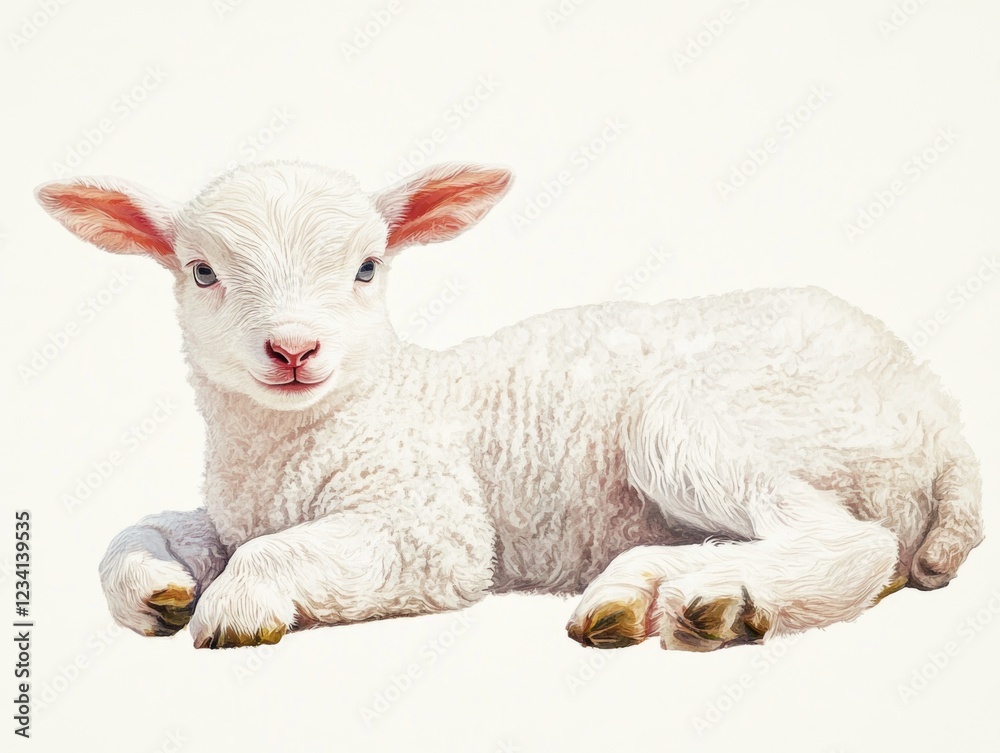 Fototapeta premium Baby Lamb on White Surface