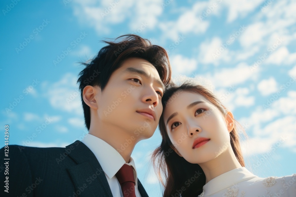 Couple chinese wedding adult sky togetherness. Couple chinese wedding adult sky togetherness.