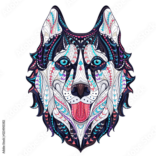 ethnic husky head face vector illustration clipart 