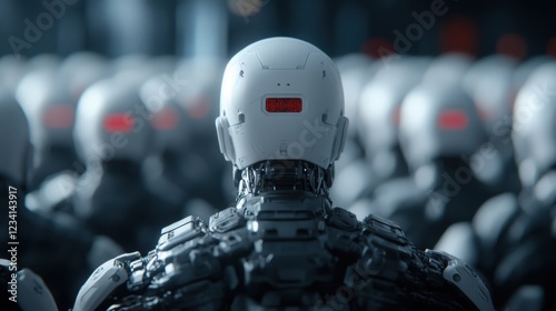 Wallpaper Mural White AI robots stand in a row ready to perform their duties. Torontodigital.ca