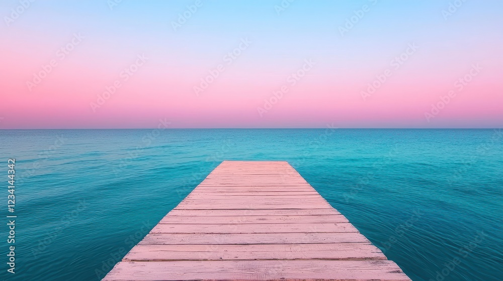 Obraz premium Serene Sunrise Over Tranquil Ocean Pier View