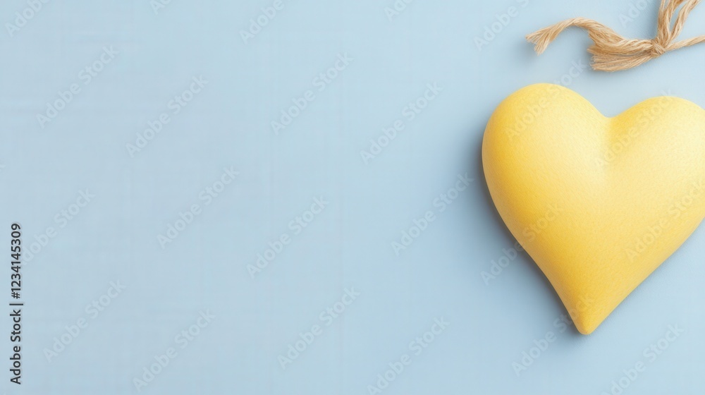 Obraz premium Yellow heart shape on blue background creating a vibrant and colorful visual composition