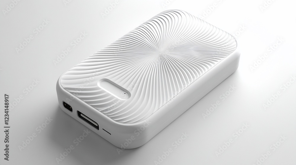 White portable charger on white background, studio shot, product photography White portable charger on white background, studio shot, product photography