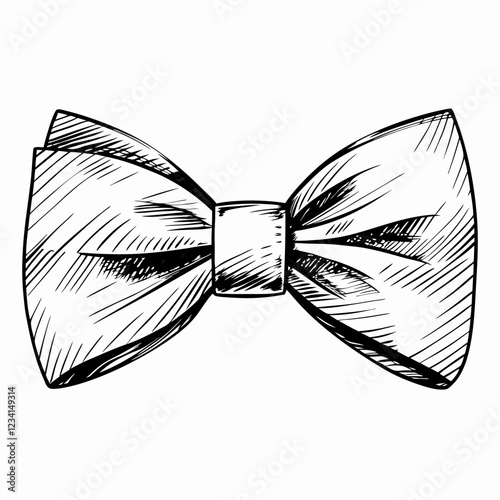 Classic bow tie illustration in black and white sketch