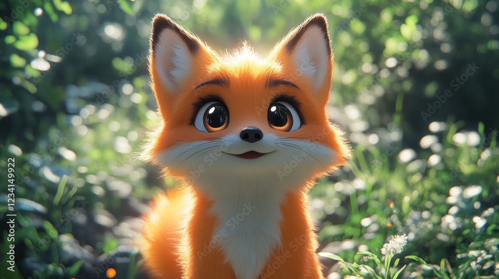 An adorable anime-style little fox with big eyes An adorable anime-style little fox with big eyes