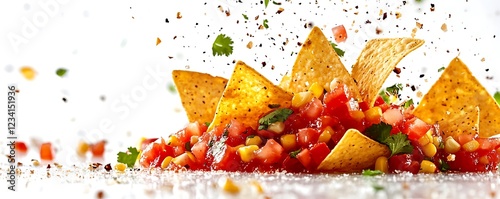 Obraz na płótnie Savoring salsa and chips kitchen food photography bright close-up w salonie