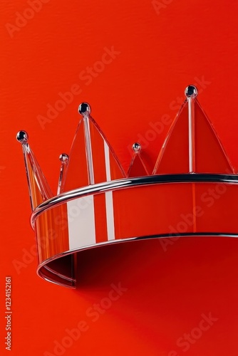 Shiny Crown Design Against Vibrant Orange Background for Royalty Theme photo