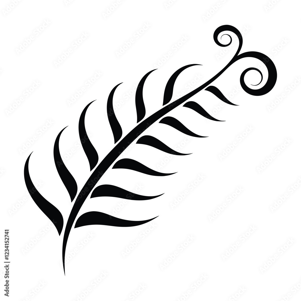 Obraz premium a simple, abstract fern leaf with gentle curves