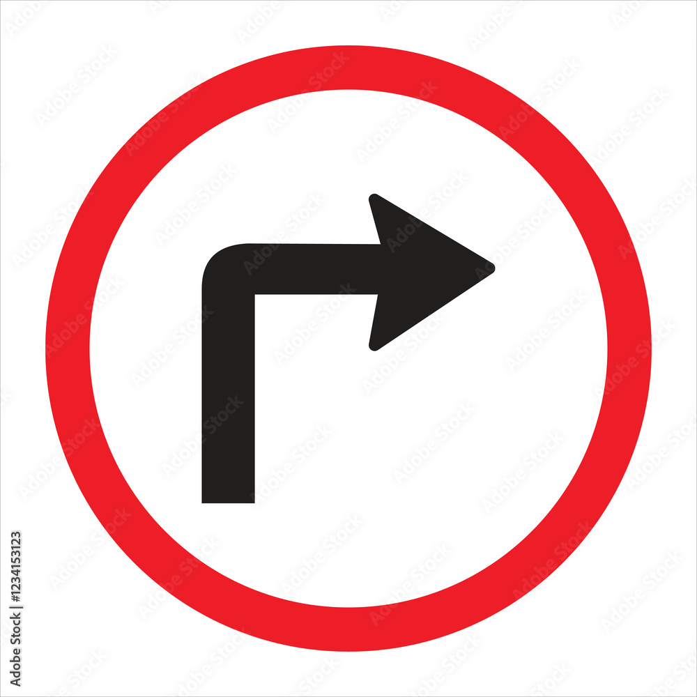 Turn right ahead signage vector illustration 04 Turn right ahead signage vector illustration 04