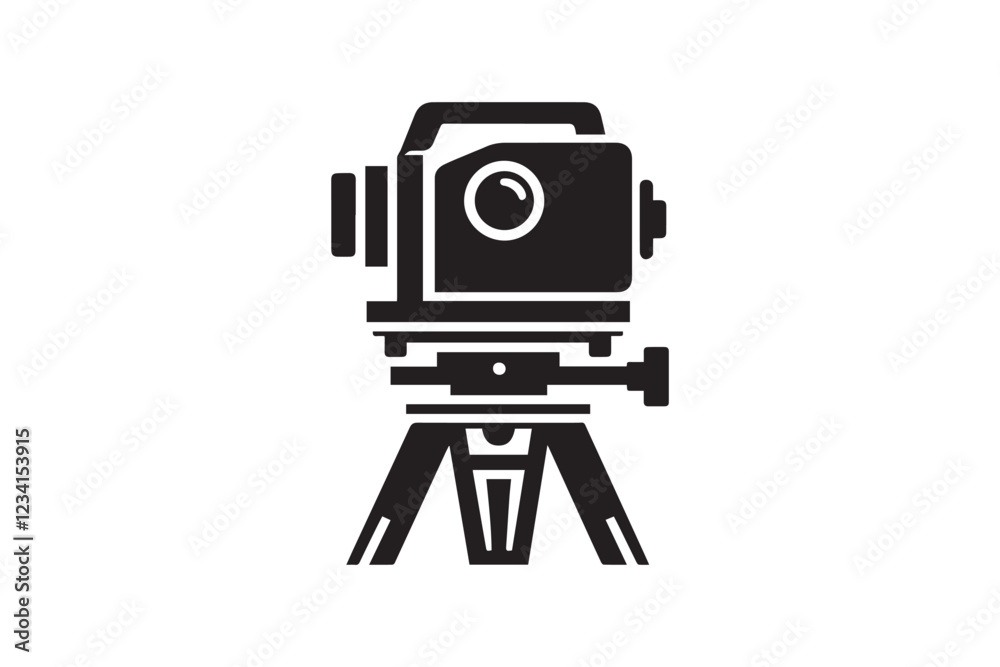 Land Surveying Equipment vector silhouette isolated in white background Land Surveying Equipment vector silhouette isolated in white background