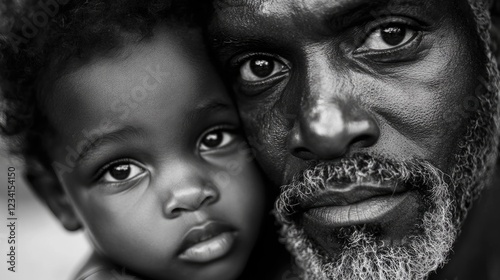 Man with beard holding child photo