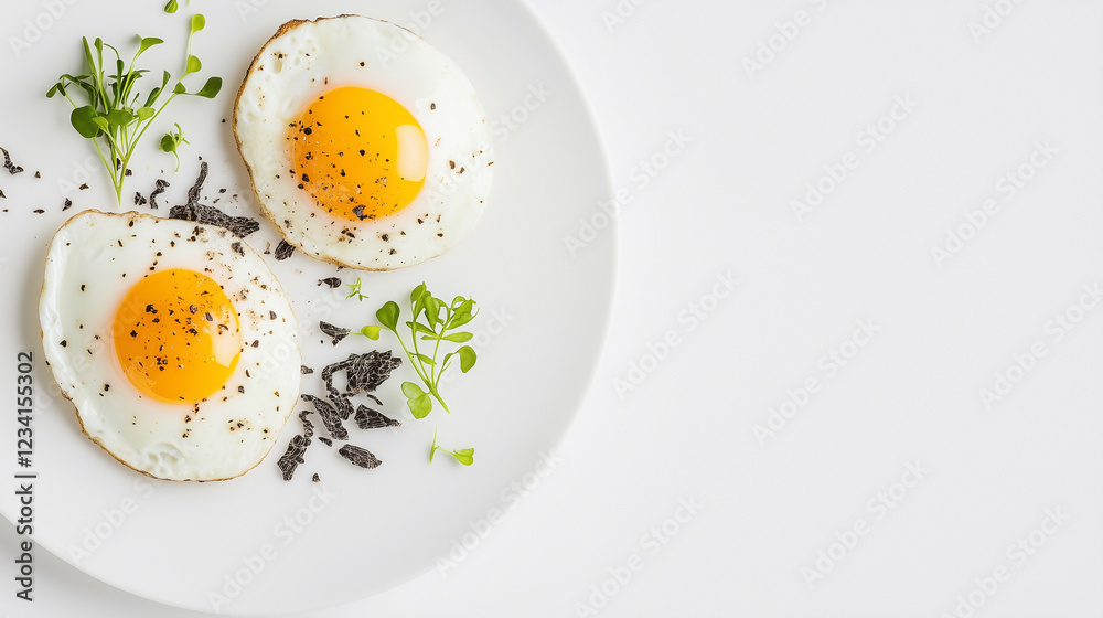 Eggs with a sprinkle of black pepper on top, healthy breakfast Eggs with a sprinkle of black pepper on top, healthy breakfast