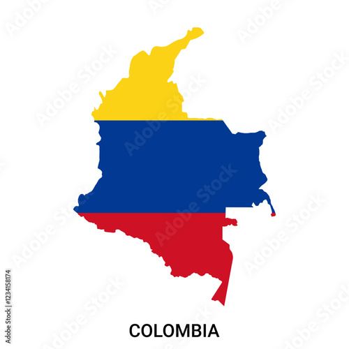 Colombia map with flag Colombia political map Colombia map on white background 