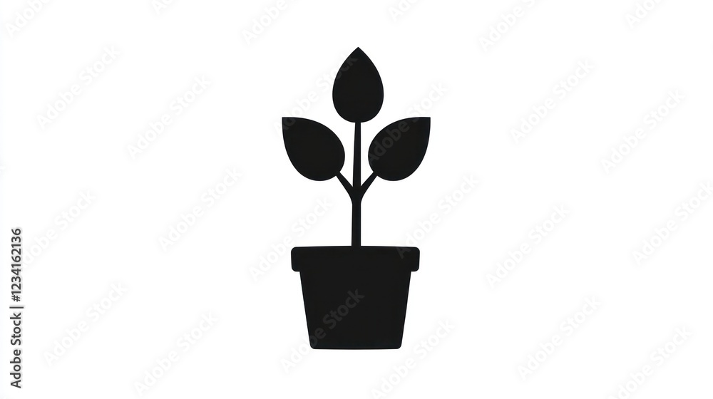 Plant, pot, growth, white background, simple icon, website design Plant, pot, growth, white background, simple icon, website design