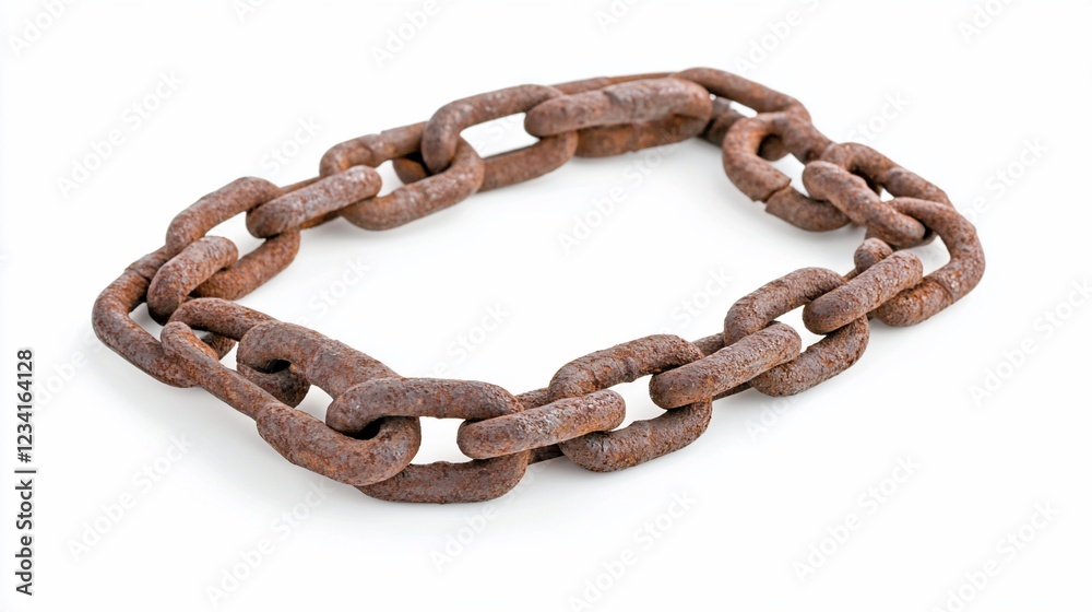 Obraz premium Rusty chain links forming a frame on white background, isolated